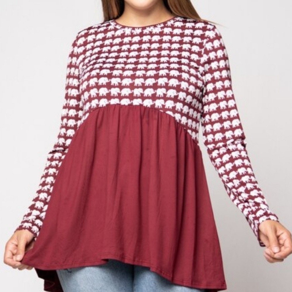 💥Host Pick 9/13💥Plus Elephant print babydoll top - Picture 2 of 2